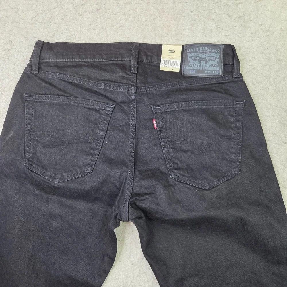Levis 559 Relaxed Straight Jeans Mens 33x32 Black Denim 00559-0239 NEW